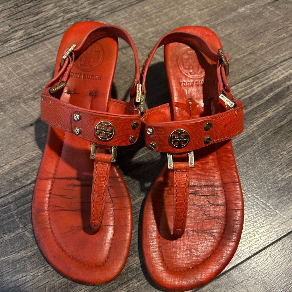 Tory Burch Vibrant Red Thong Sandals